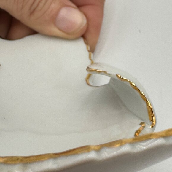 Gold Gilt ANDREA Lotus Flower Trinket, Candy, Nut Dish. Butterfly, Scarab Beetle - Picture 8 of 11